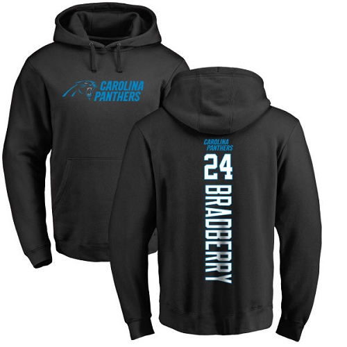 Carolina Panthers Men Black James Bradberry Backer NFL Football #24 Pullover Hoodie Sweatshirts